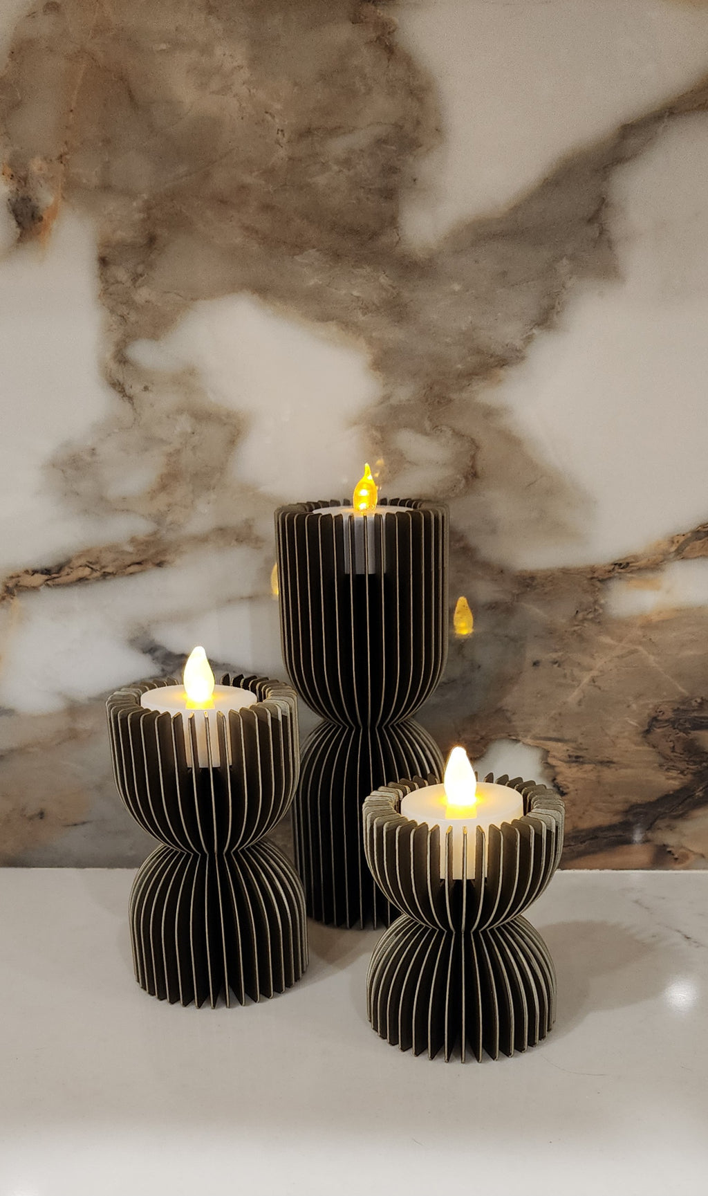 LED Candle Set of 3 - Curved & Straight Option