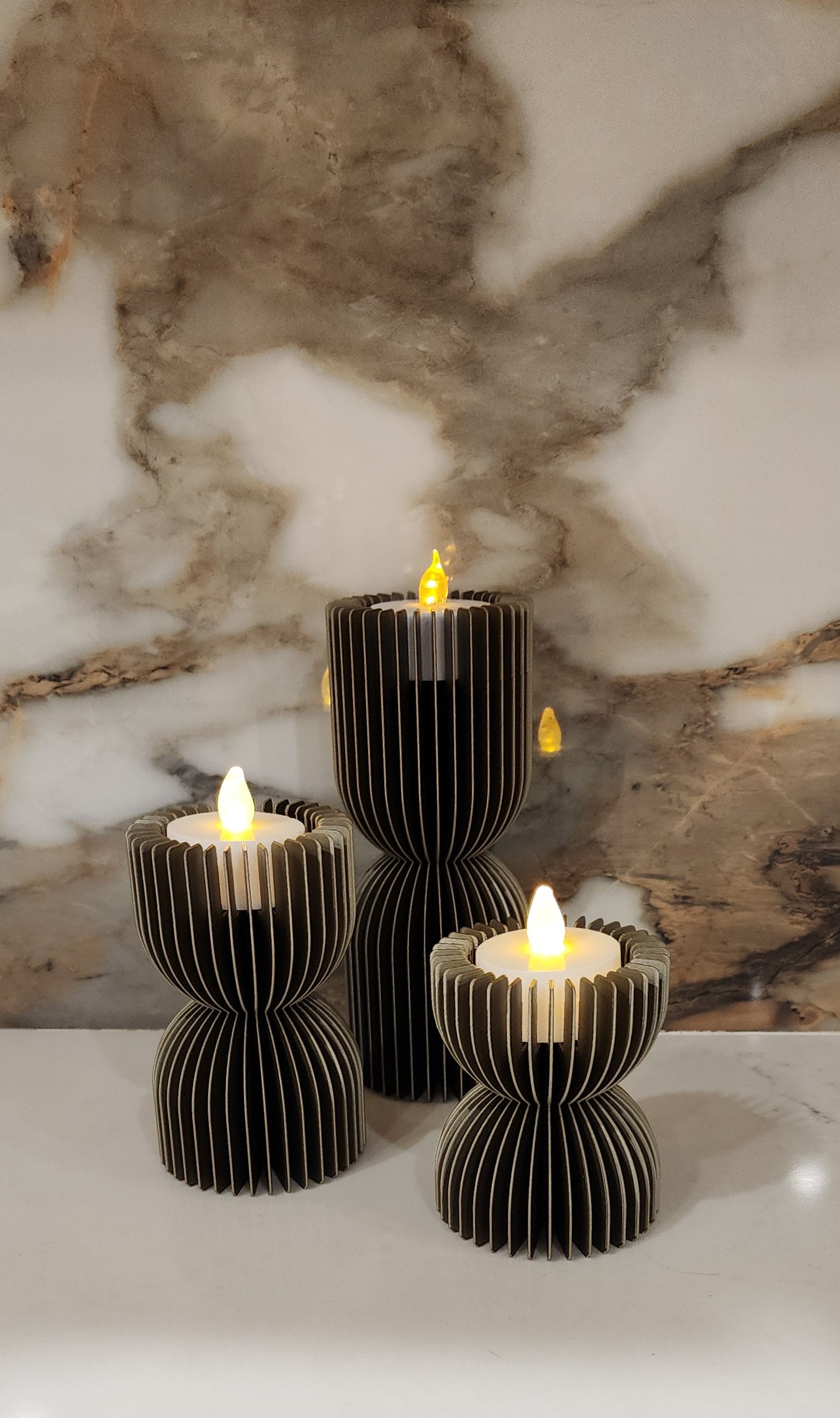 LED Candle Set of 3 - Curved & Straight Option