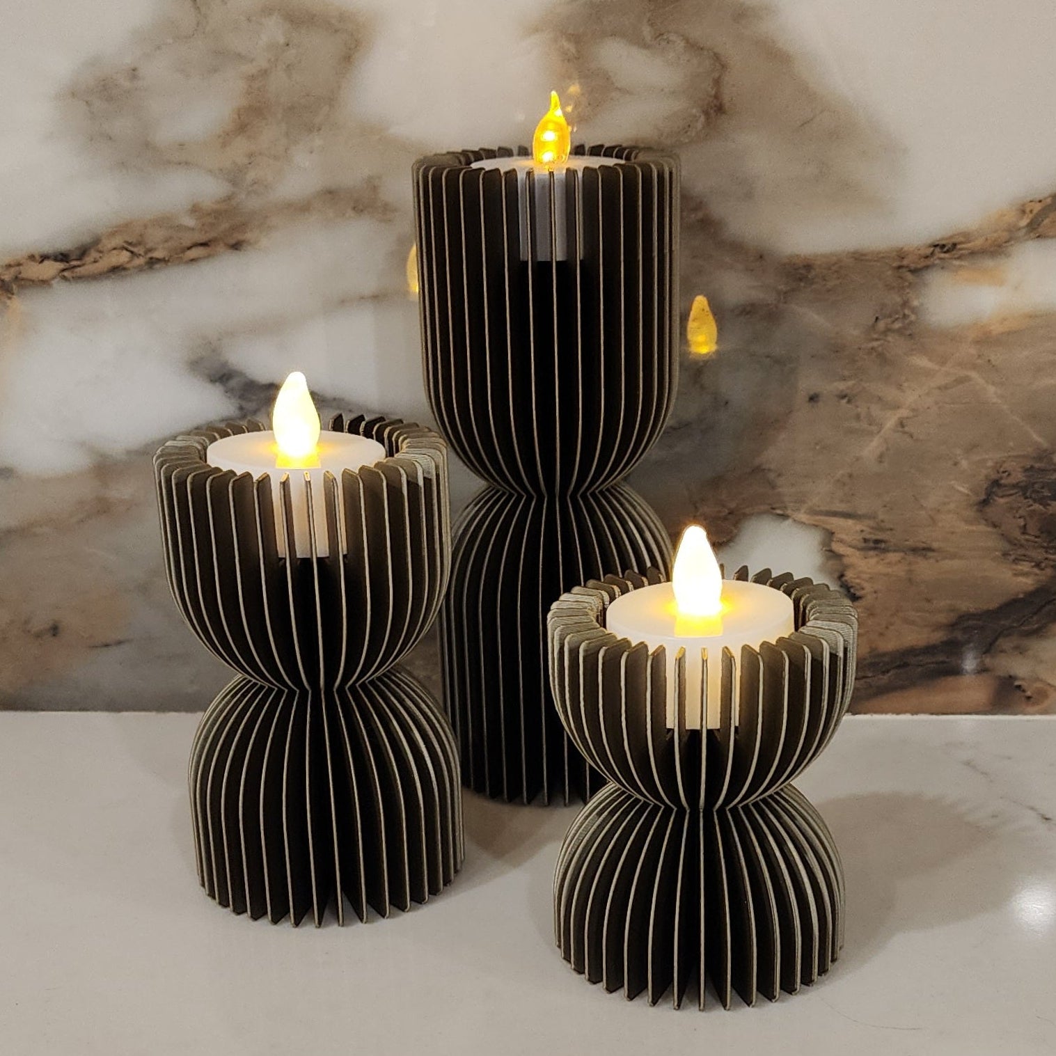 LED Candle Set of 3 - Curved & Straight Option