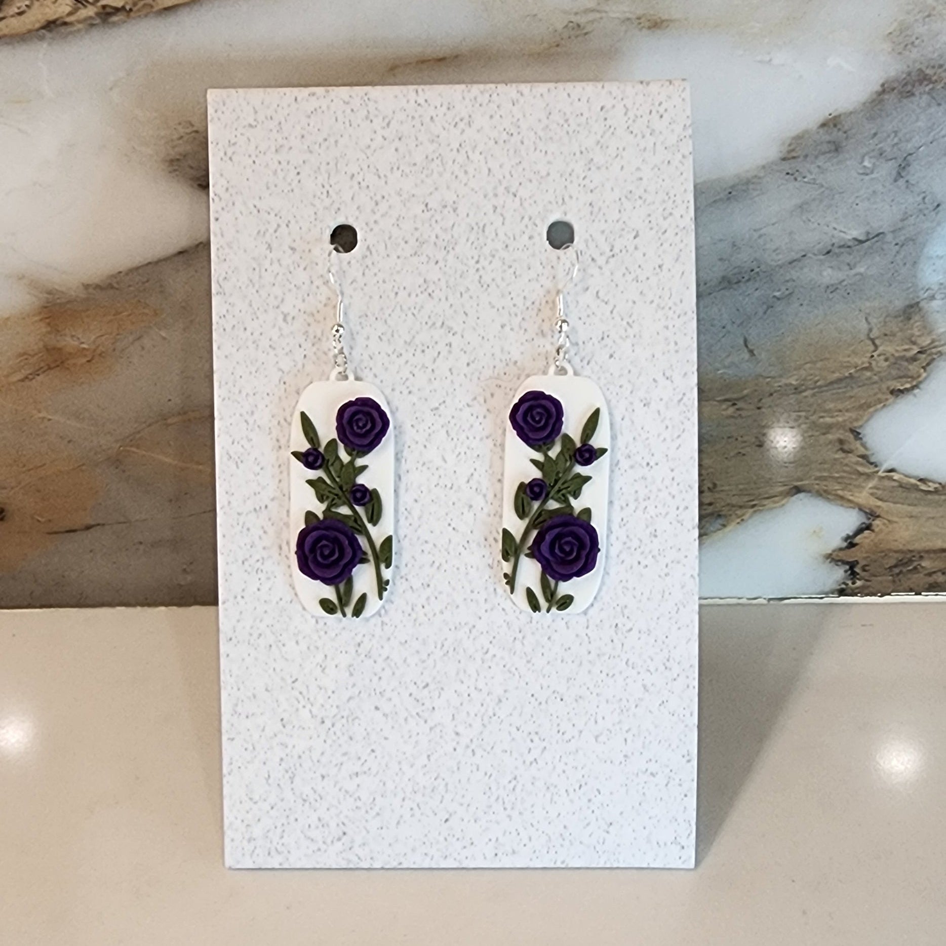 Purple Rose Earring