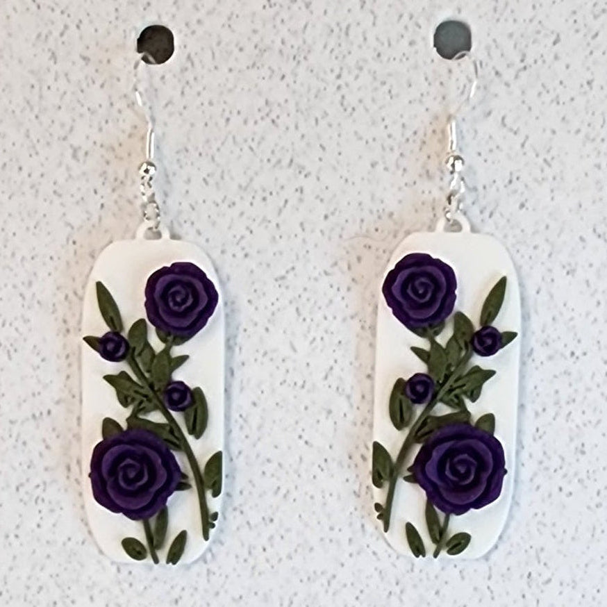 Purple (Indigo) Rose Earring 1095
