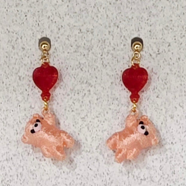 Teddy Bear Heart Balloon Stud 1134