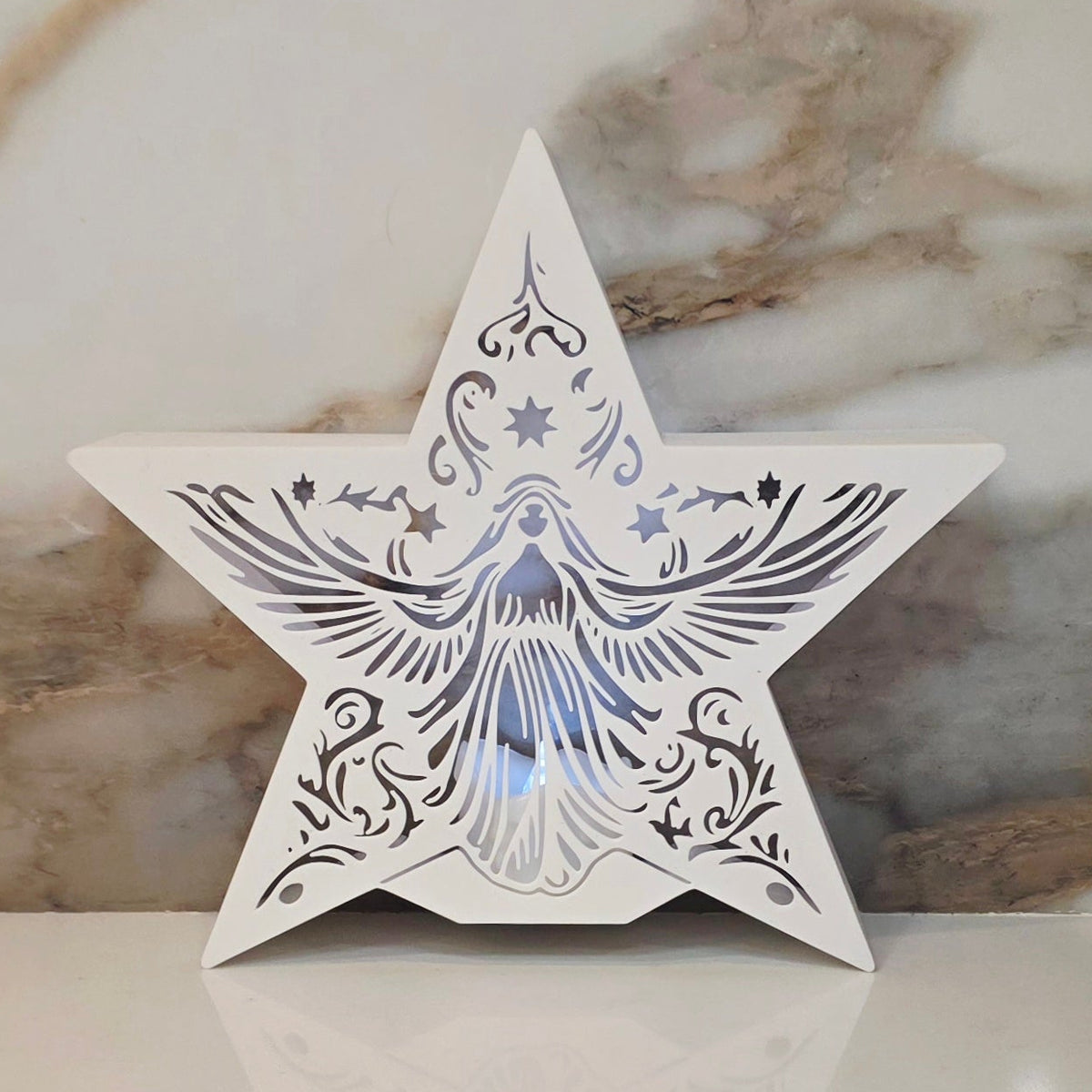 Star w/Angel LED Tea Light Candle Holder