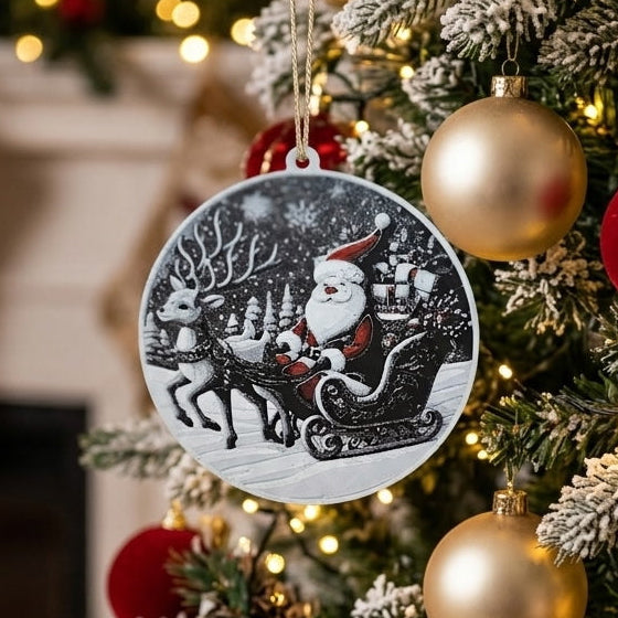 Santa Sleigh - Ornament