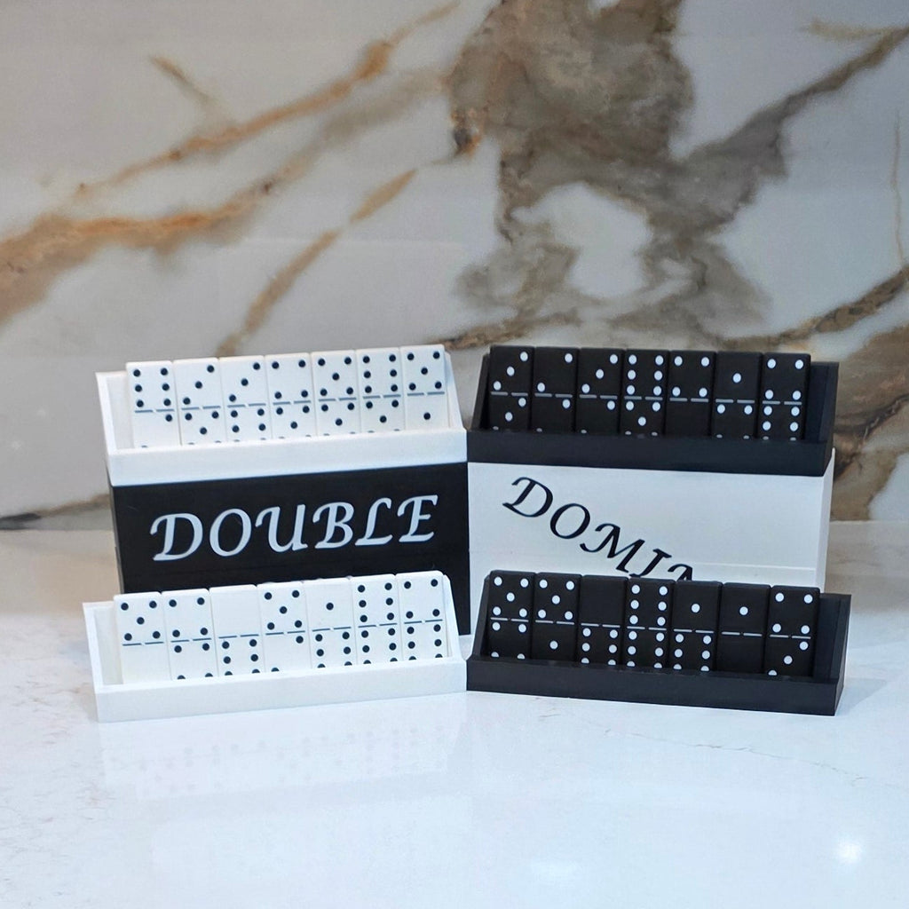 Classic Double Six Magnetic Case Domino Set with Tray/Holders - Black Set
