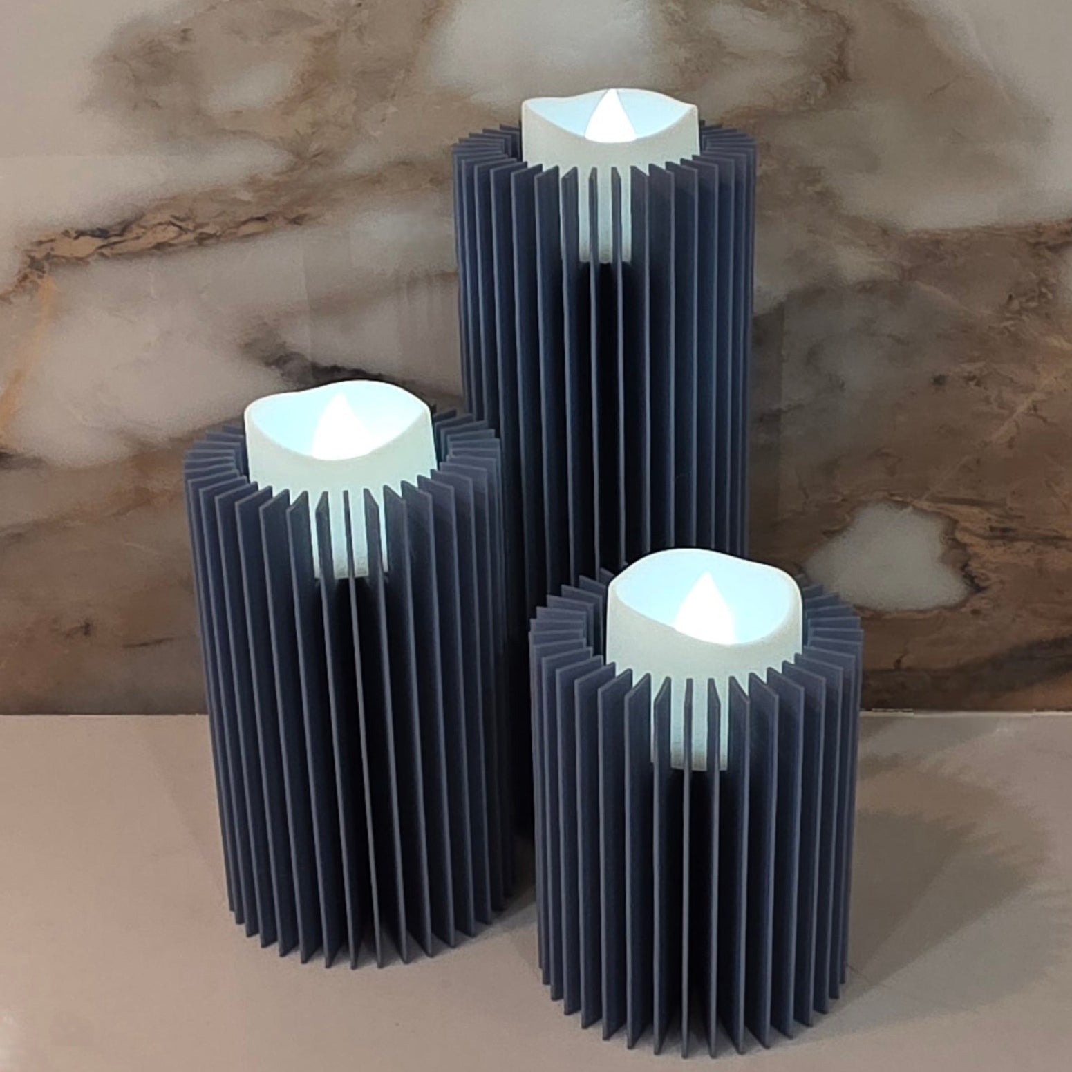 LED Candle Set of 3 - Curved & Straight Option