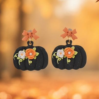 Fall - Floral Pumpkins Black