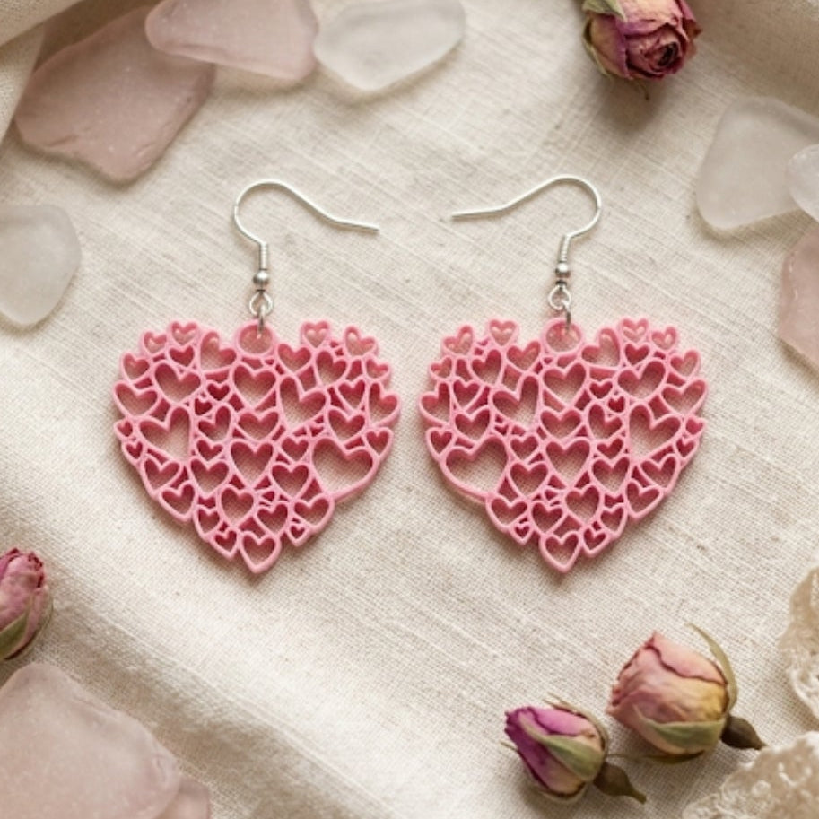 Pink Heart Earring