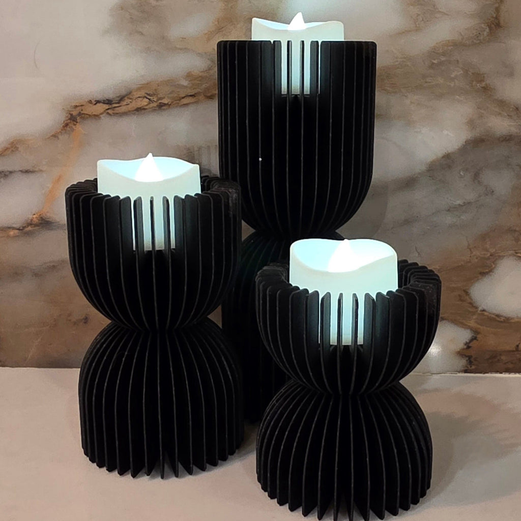 LED Candle Set of 3 - Curved & Straight Option