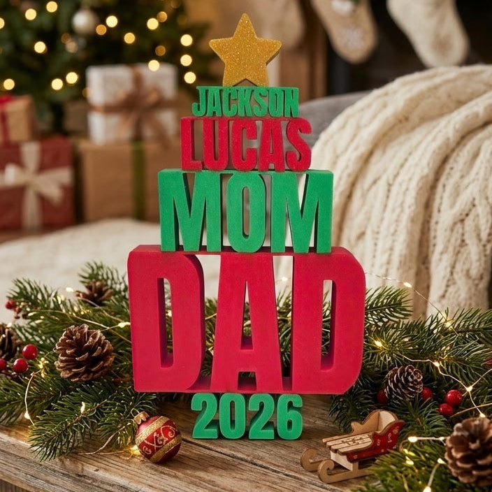 Customizable - Family Stackable Names Christmas Tree Tabletop Decor