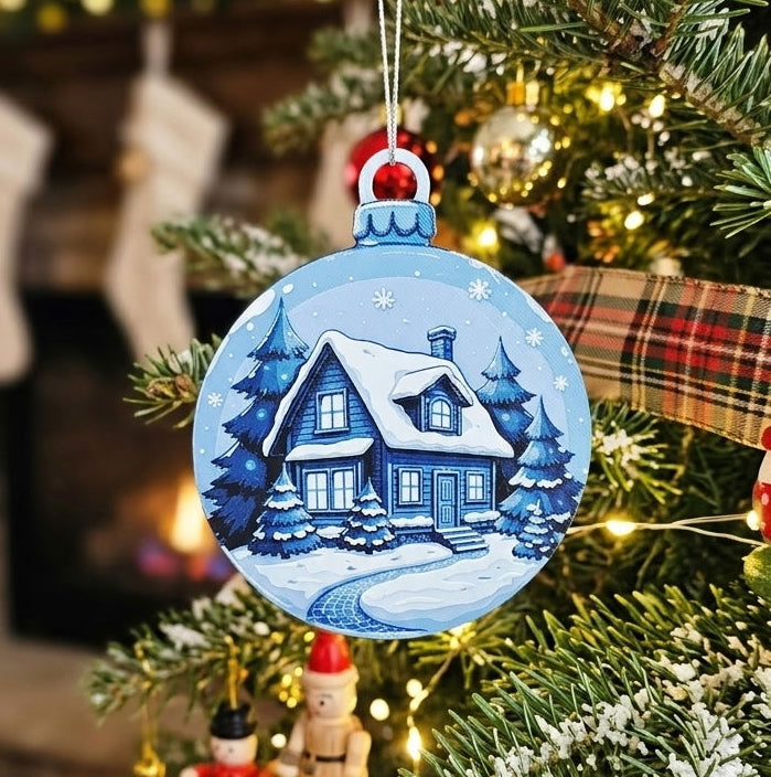 Winter Scene - Blue - Ornament