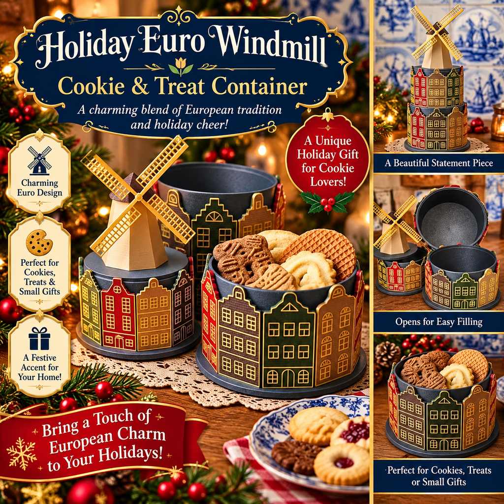 Stackable Euro Town Cookie/Treat/Gift Container
