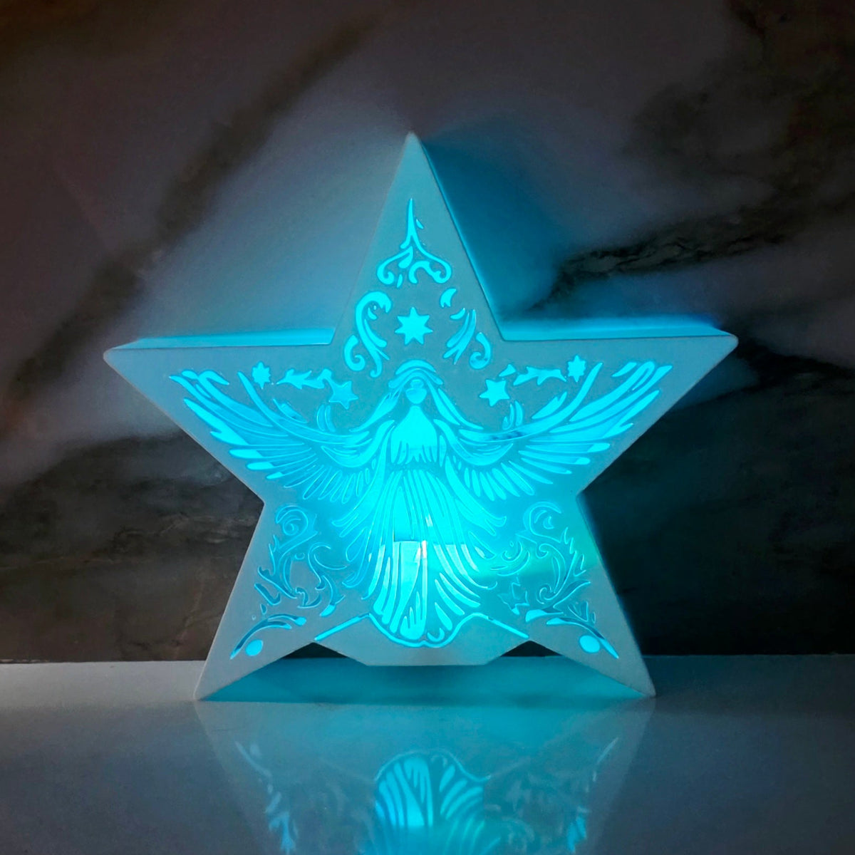 Star w/Angel LED Tea Light Candle Holder