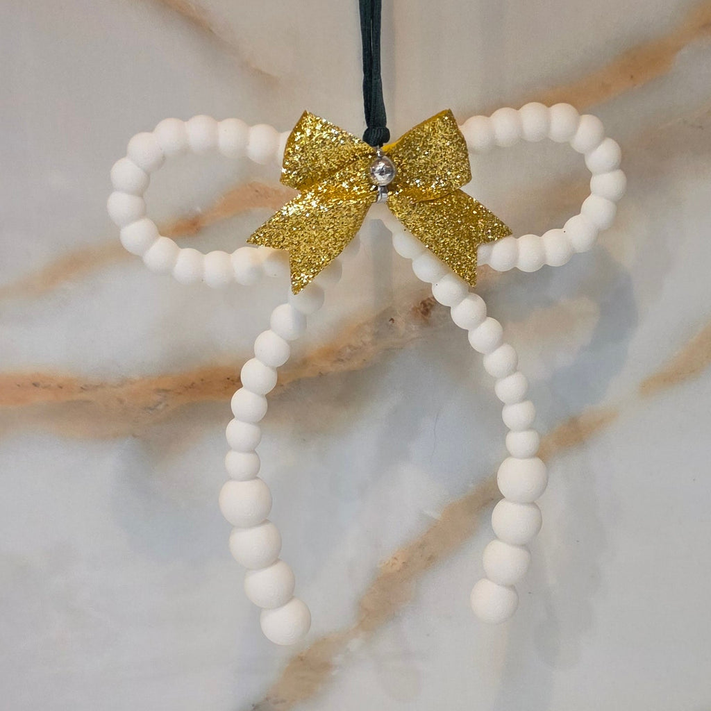 Beaded Bow w/Gold Bow Ornament