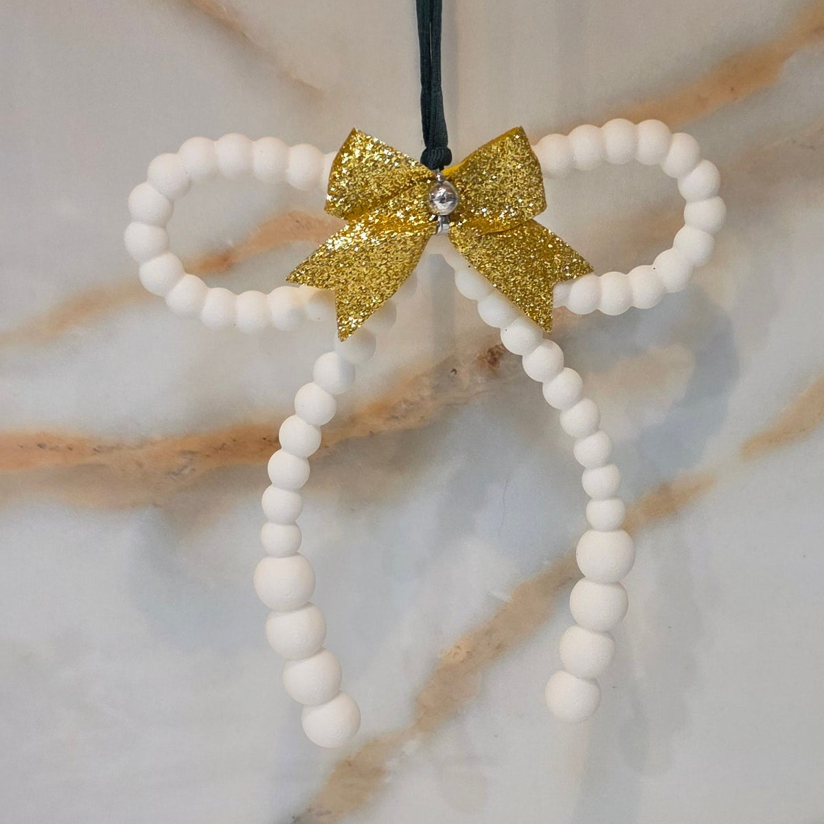 Beaded Bow w/Gold Bow Ornament
