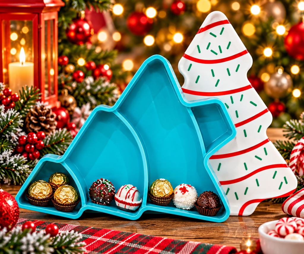 Little Debbie Christmas Tree Snack Tray w/Lid
