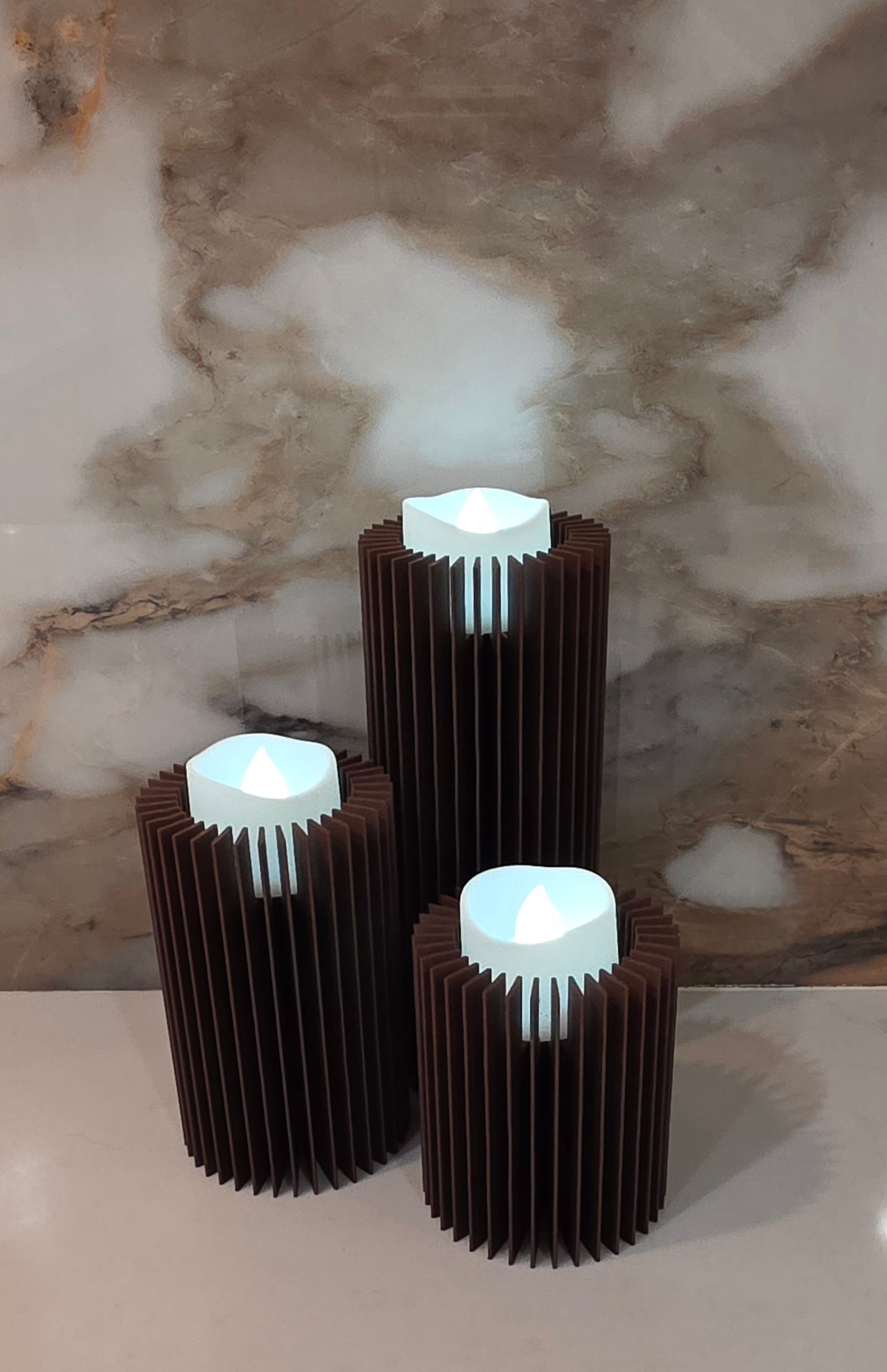 LED Candle Set of 3 - Curved & Straight Option