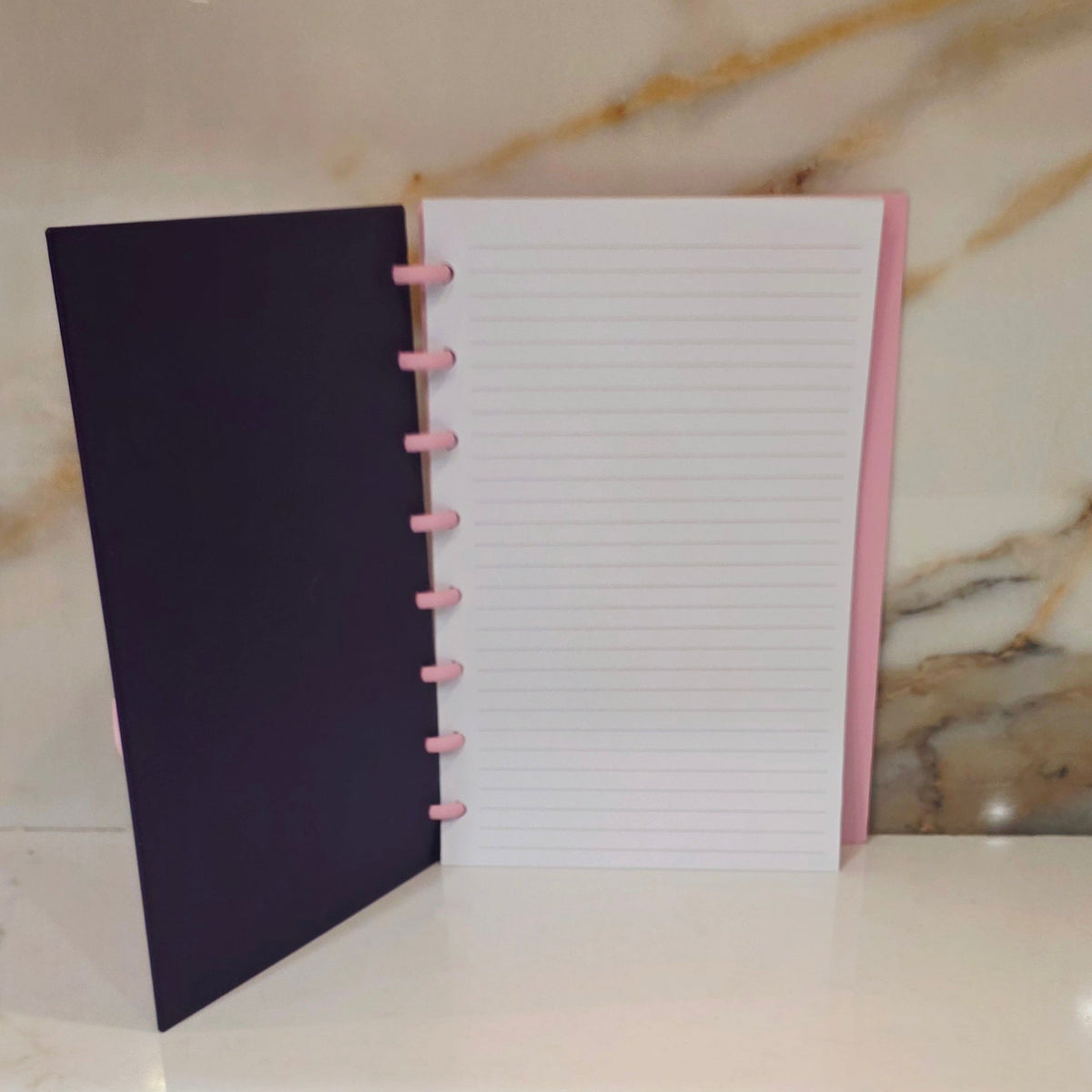 A5 Floral Notebook/Journal Cover  - Refillable - Indigo Purple & Sakura Pink