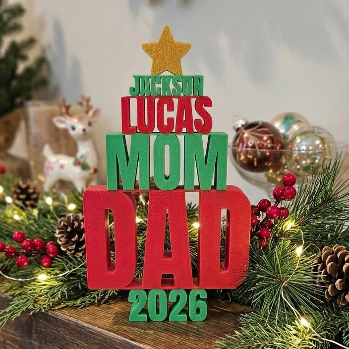 Customizable - Family Stackable Names Christmas Tree Tabletop Decor