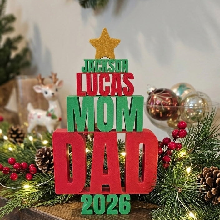 Customizable - Family Stackable Names Christmas Tree Tabletop Decor