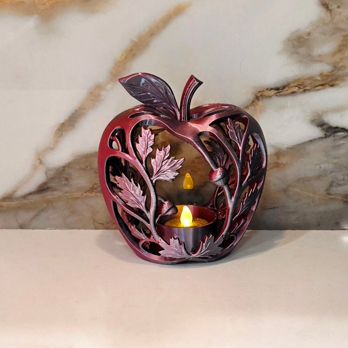 Apple Tea Light (LED only) - Quad Color (Purple,Red,Brown & Gold)
