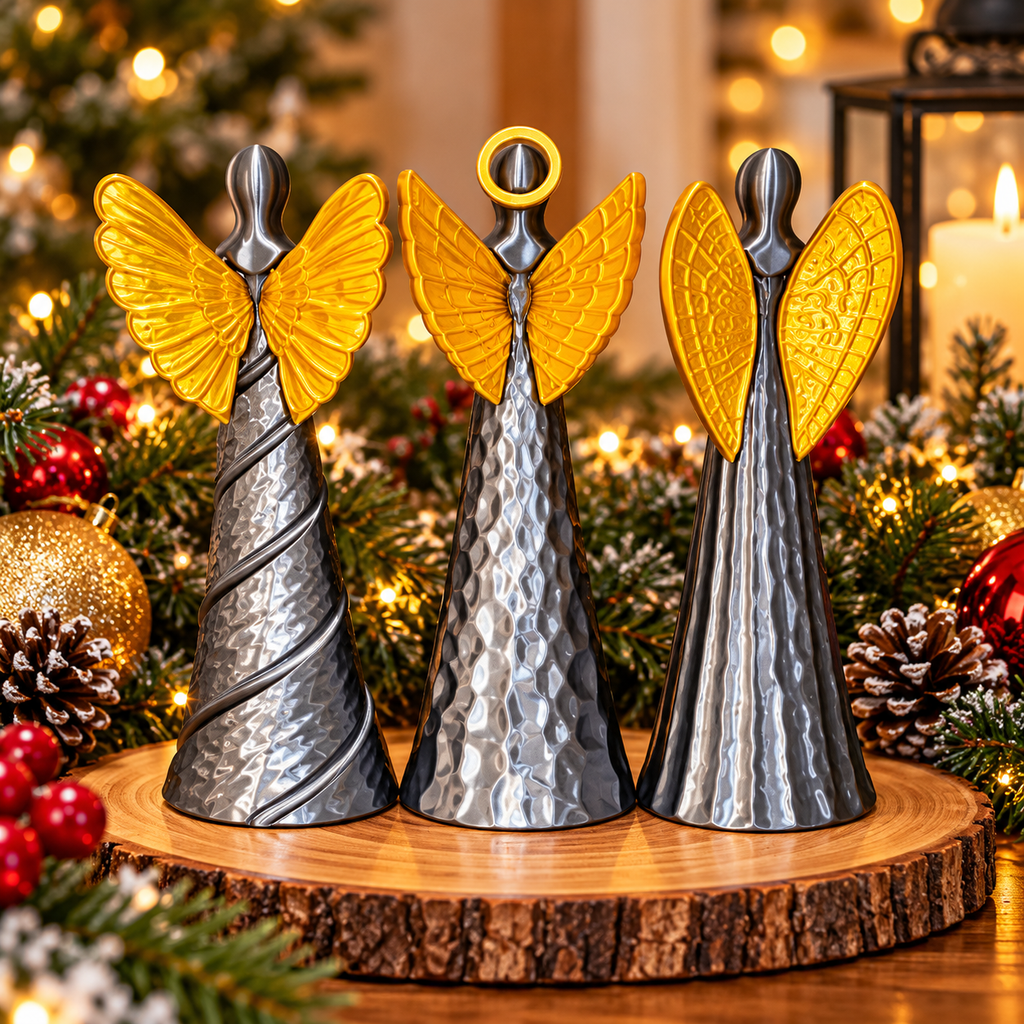 Heavenly Trio - Set of 3 Angels Silver & Gold