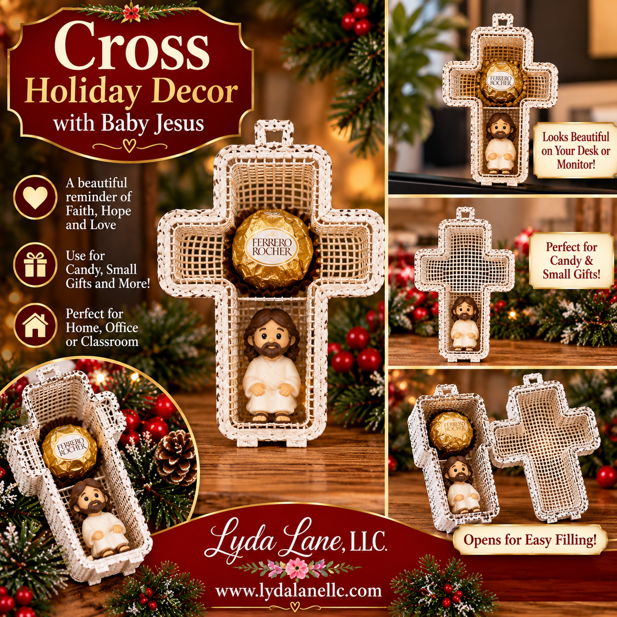 Thermoformed Cross and Baby Jesus (Sitting/Monitor)
