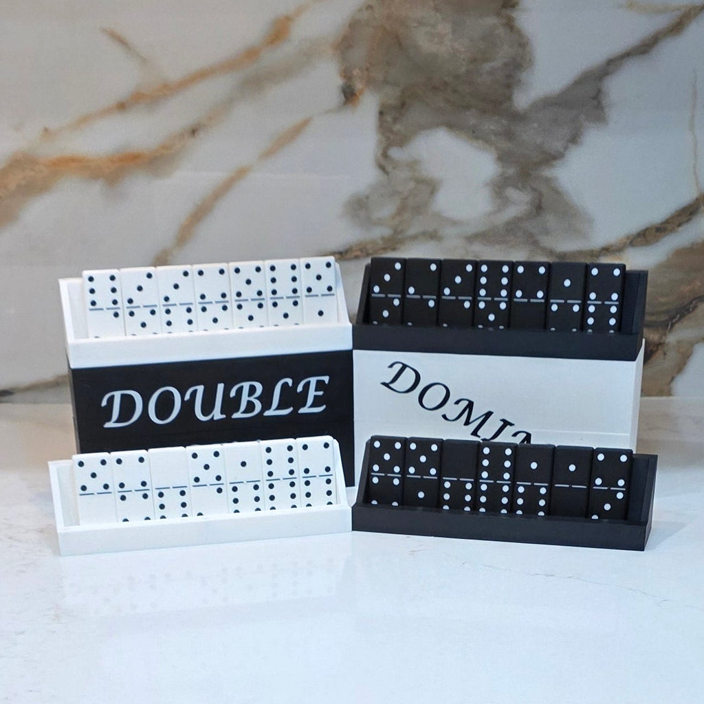 Classic Double Six Magnetic Case Domino Set with Tray/Holders - Black Set