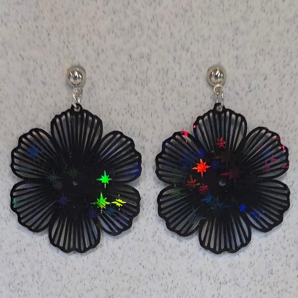 Flower w/holographic stars 1035