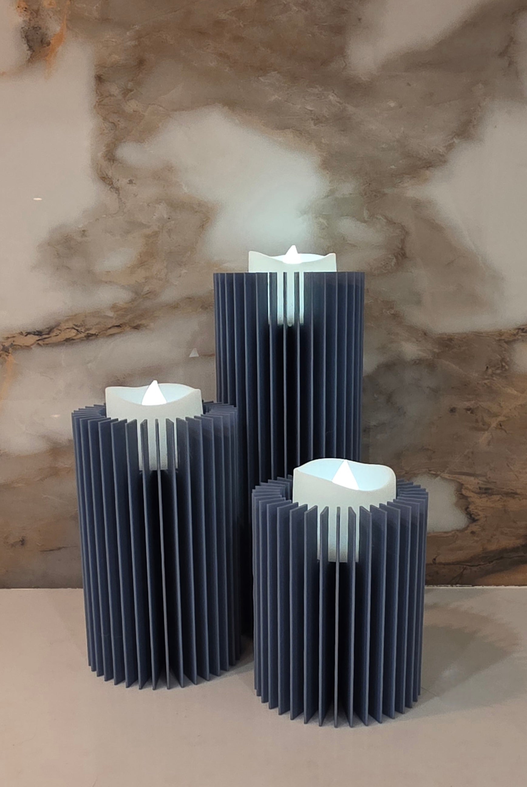 LED Candle Set of 3 - Curved & Straight Option