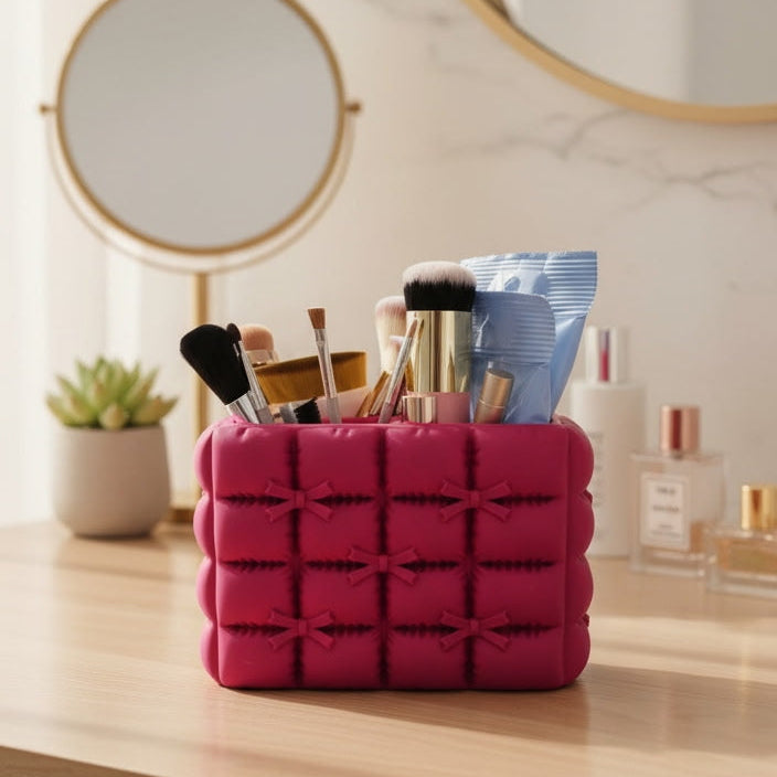 Tufted Bow Makeup/Organizer