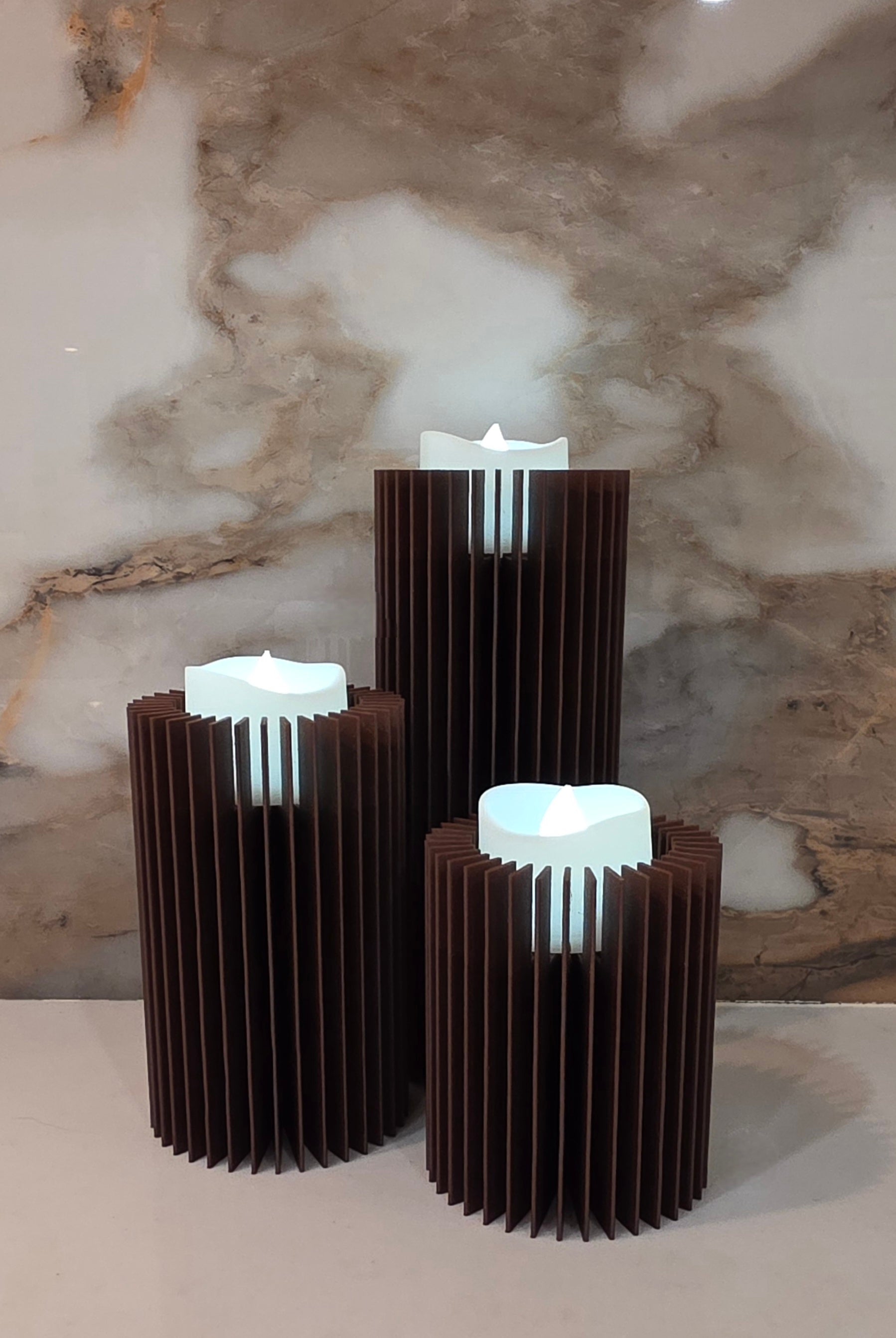LED Candle Set of 3 - Curved & Straight Option
