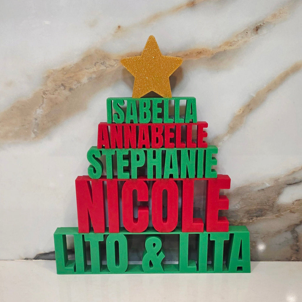 Customizable - Family Stackable Names Christmas Tree Tabletop Decor