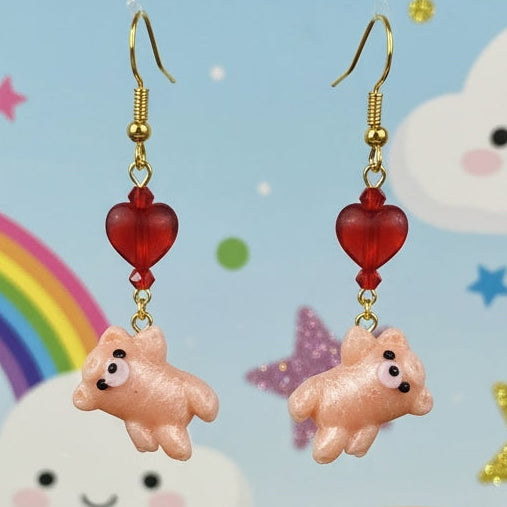 Teddy Bear Heart Balloon Stud 1134