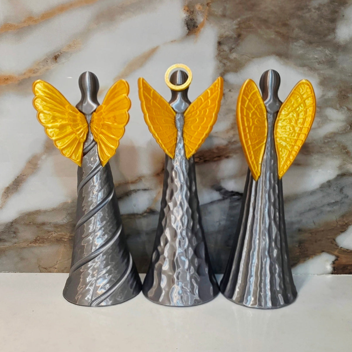 Heavenly Trio - Set of 3 Angels Silver & Gold