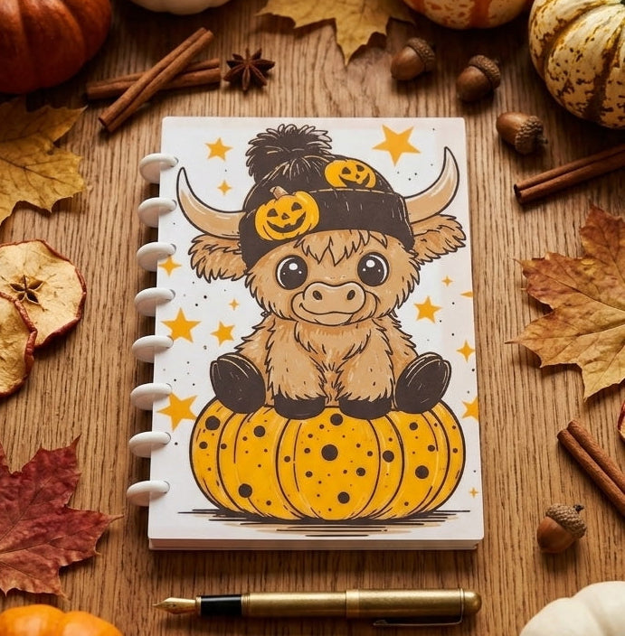 A5 Highland Cow Pumpkin - Notebook/Journal Cover - Refillable