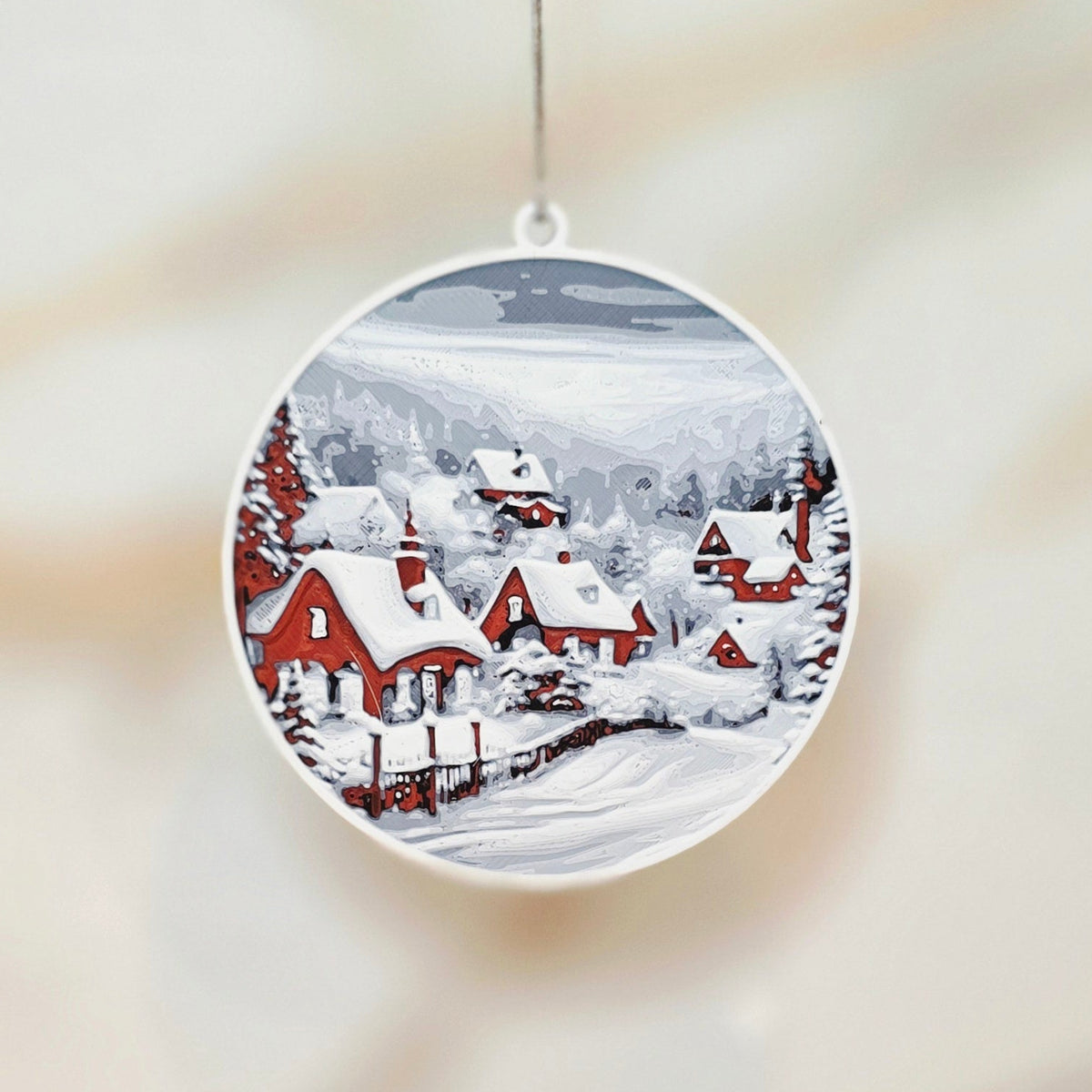 Winter Scene Red - Ornament