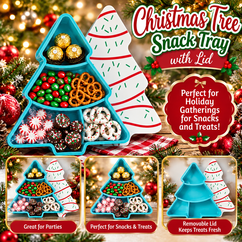 Little Debbie Christmas Tree Snack Tray w/Lid