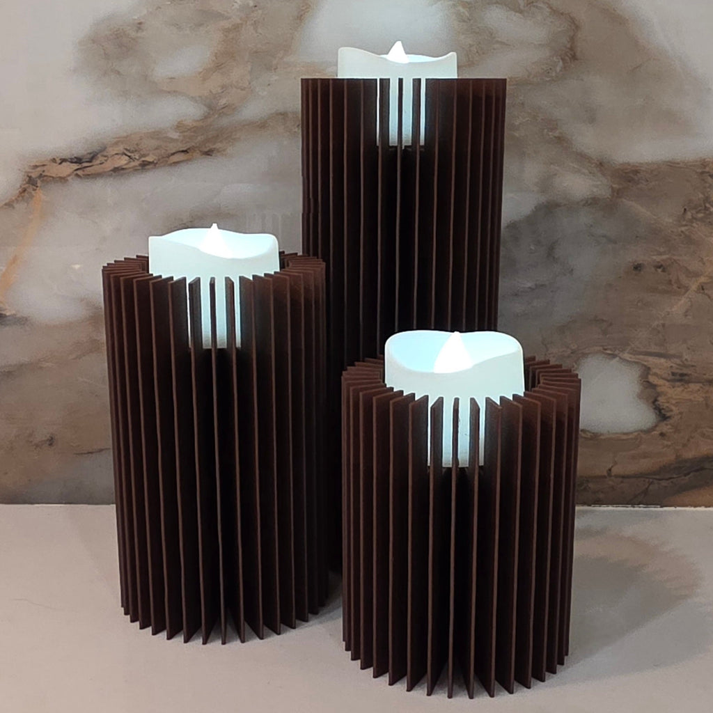 LED Candle Set of 3 - Curved & Straight Option