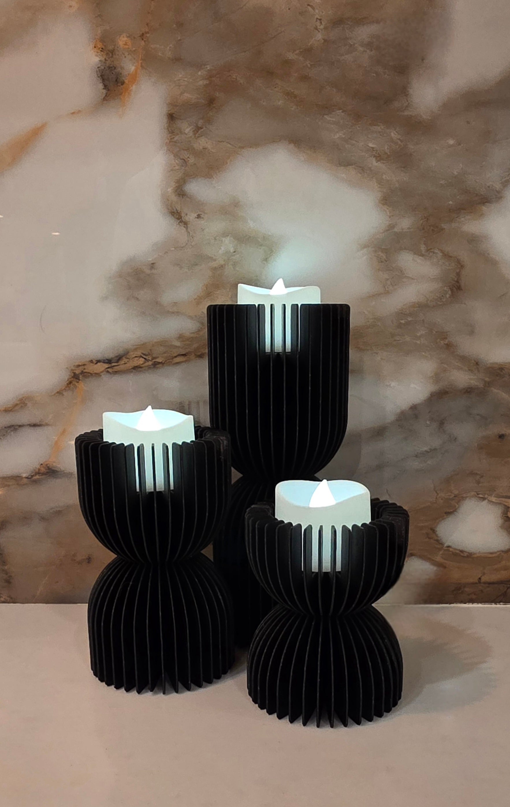 LED Candle Set of 3 - Curved & Straight Option