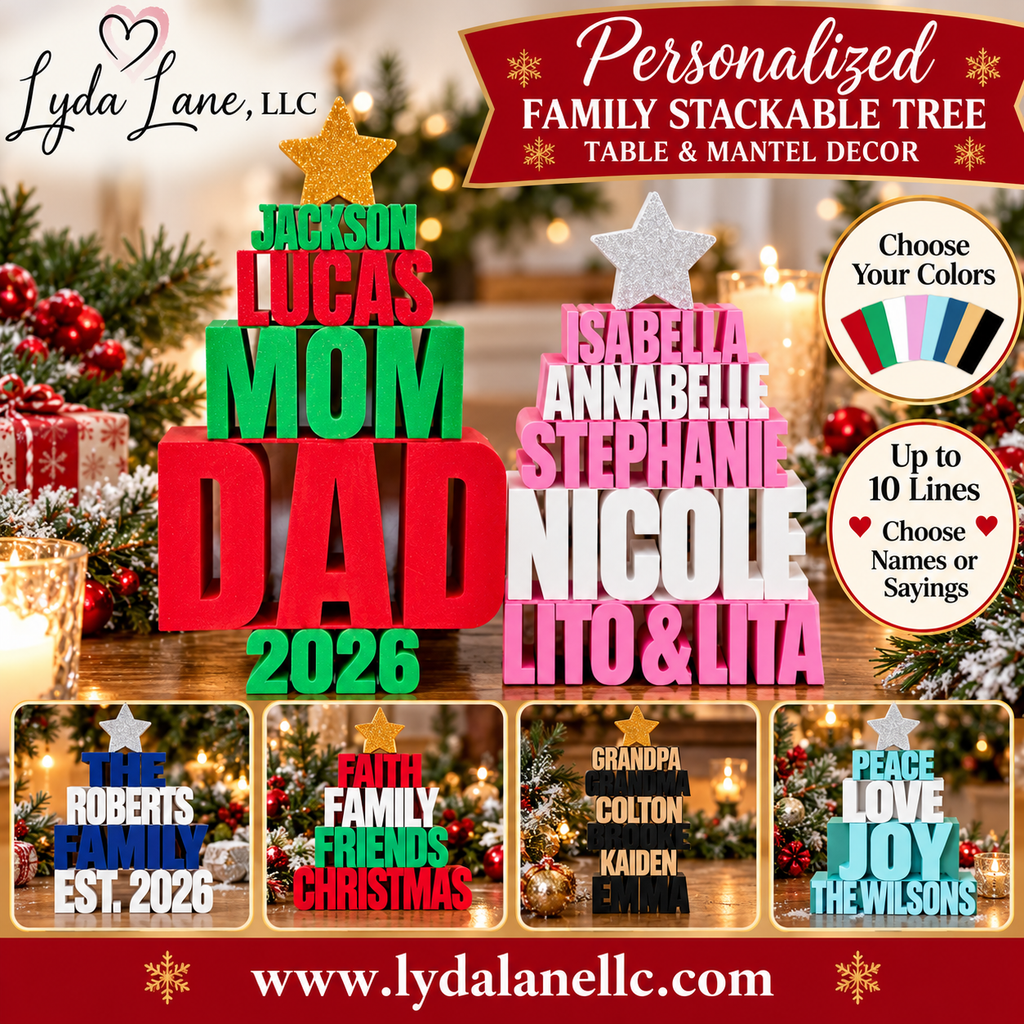 Customizable - Family Stackable Names Christmas Tree Tabletop Decor