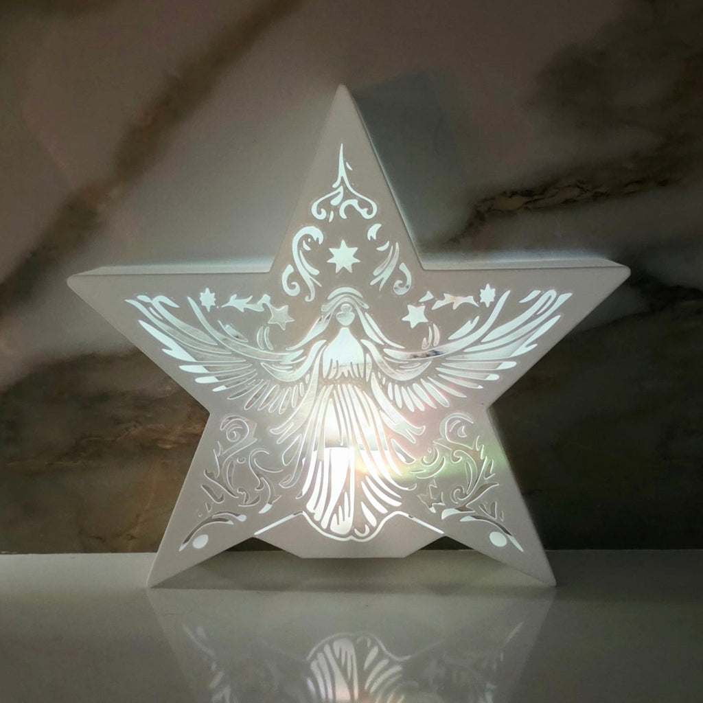 Star w/Angel LED Tea Light Candle Holder