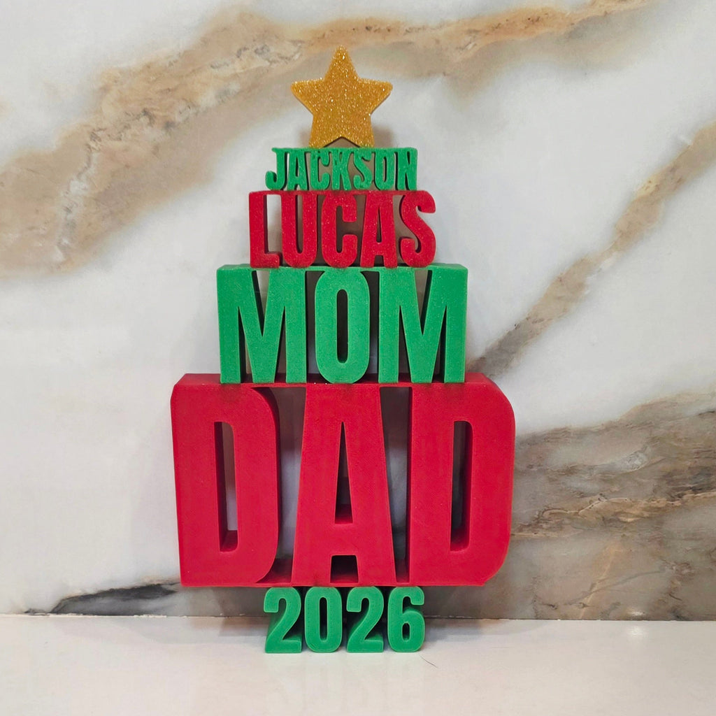 Customizable - Family Stackable Names Christmas Tree Tabletop Decor