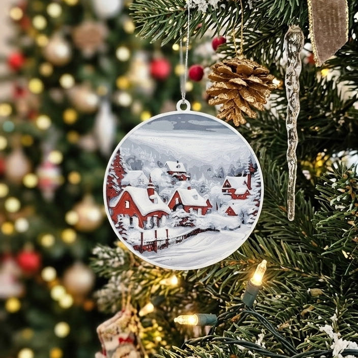 Winter Scene Red - Ornament
