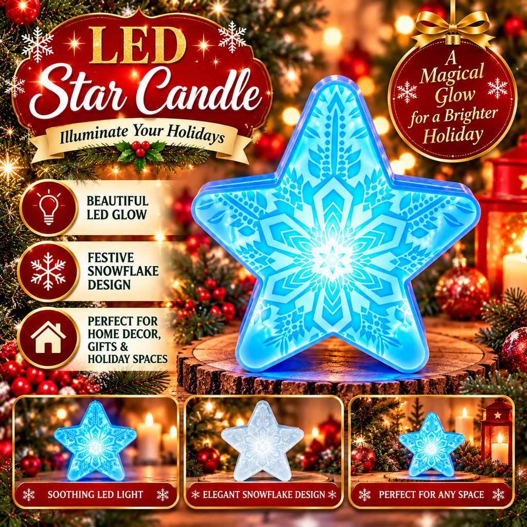LED Star w/Snowflake Design
