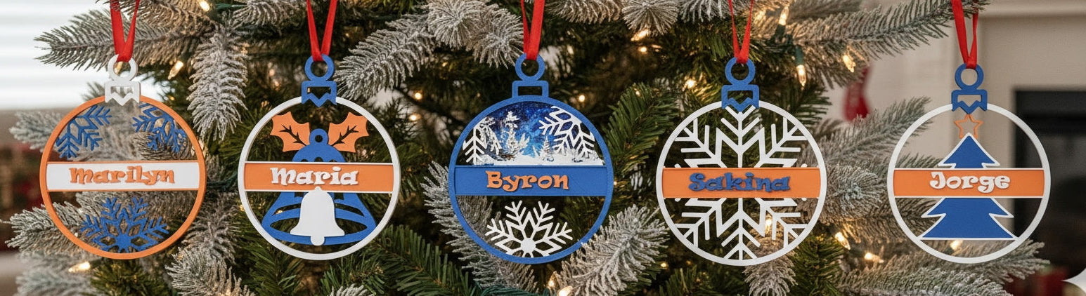 Customizable Ornament - customize names, design and color options