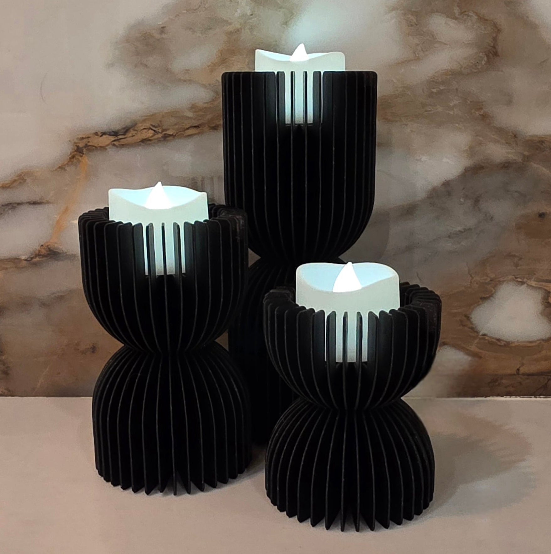 LED Candle Set of 3 - Curved & Straight Option