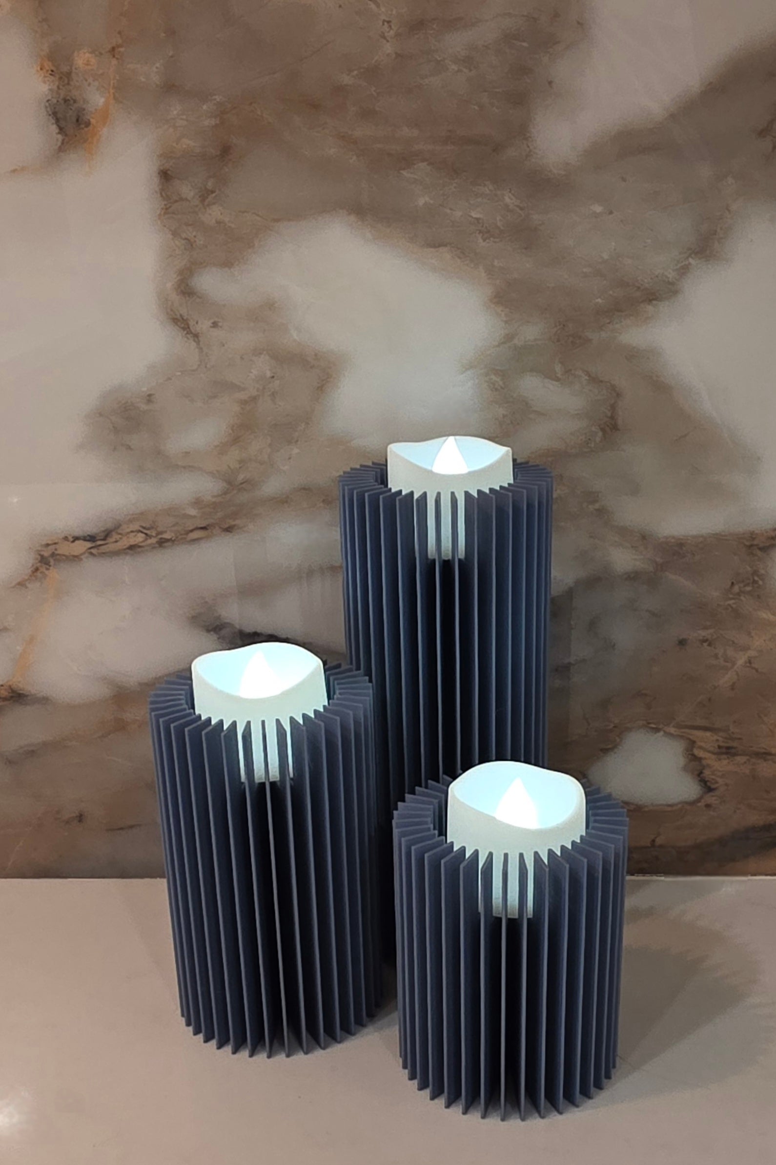 LED Candle Set of 3 - Curved & Straight Option