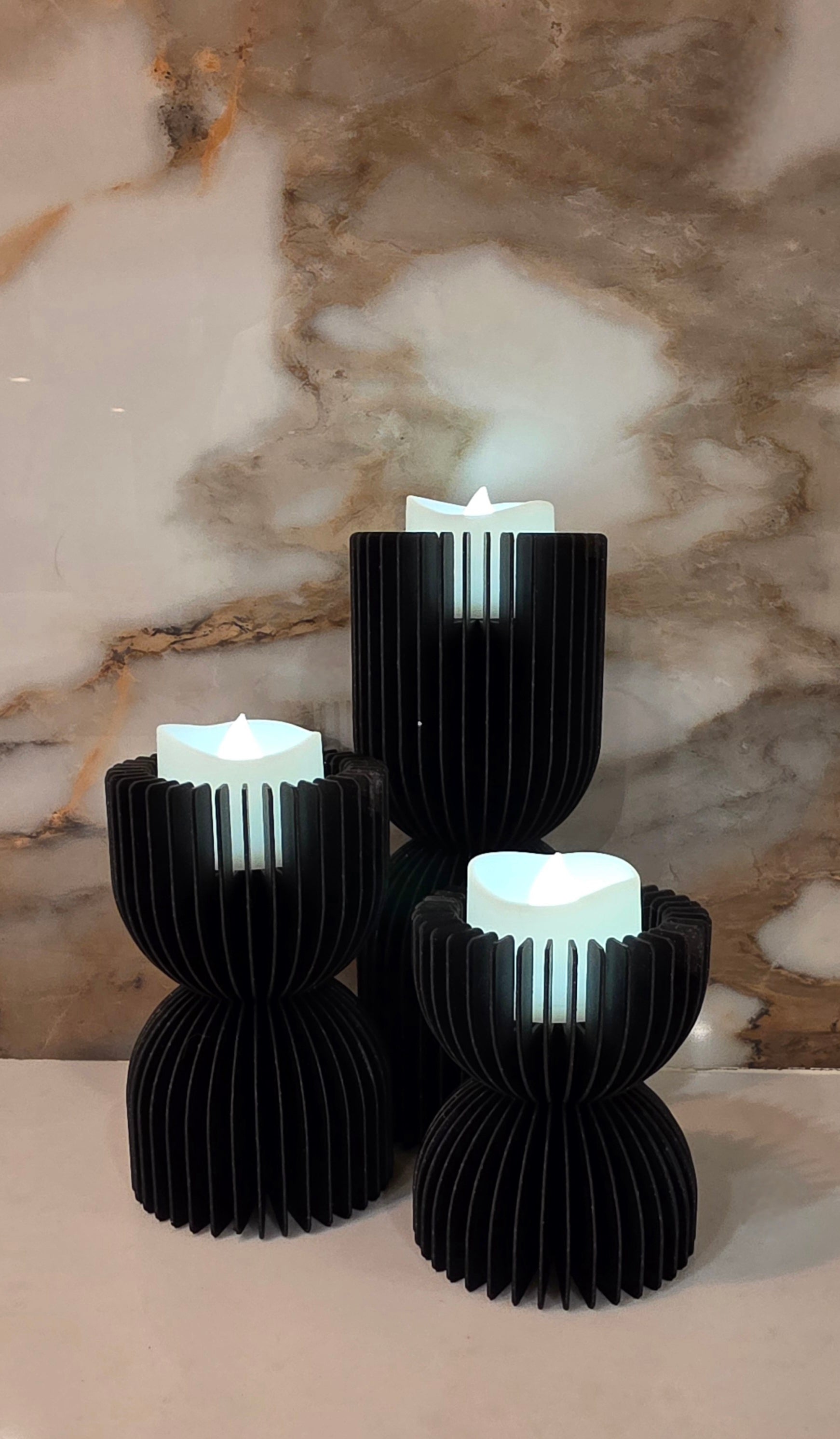 LED Candle Set of 3 - Curved & Straight Option