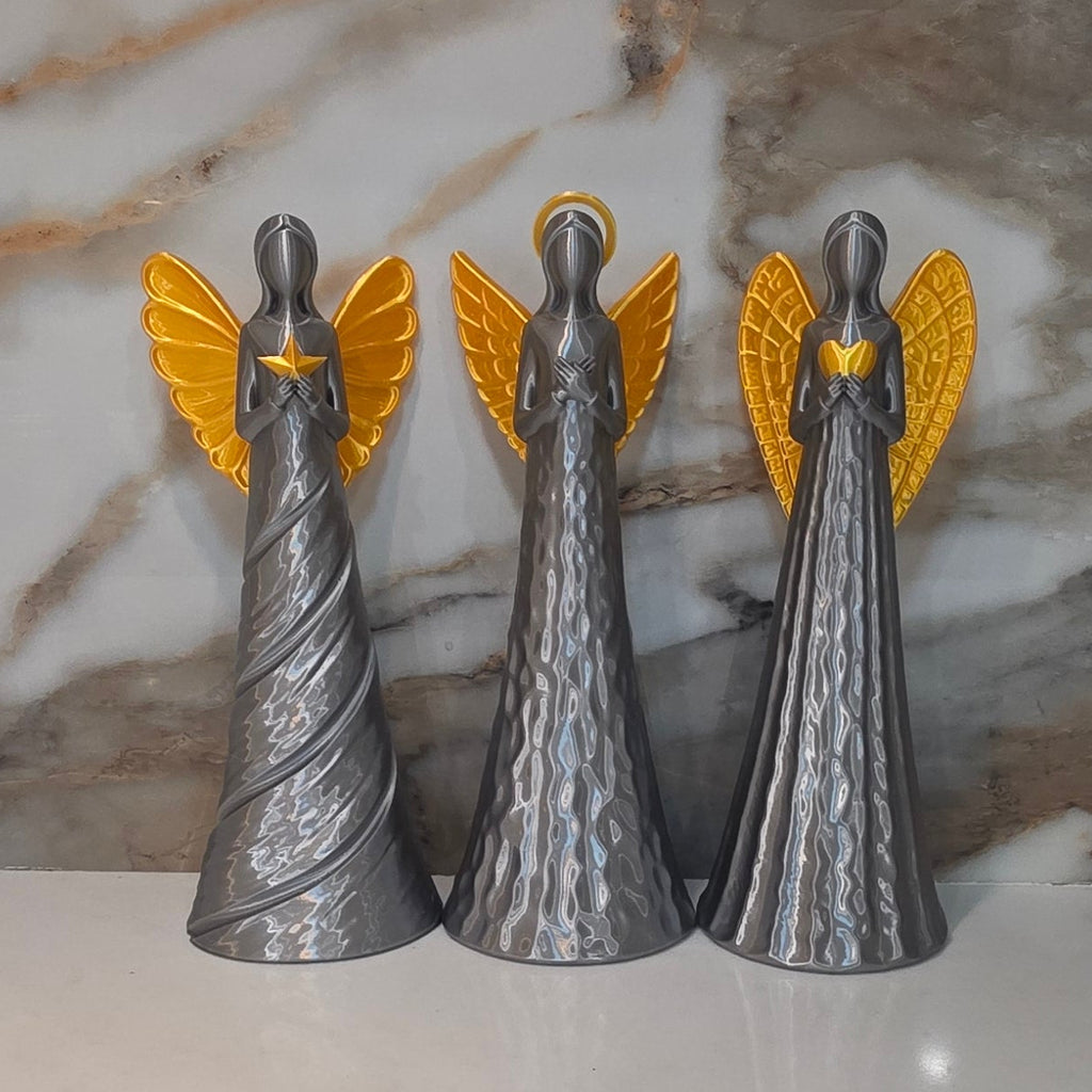 Heavenly Trio - Set of 3 Angels Silver & Gold